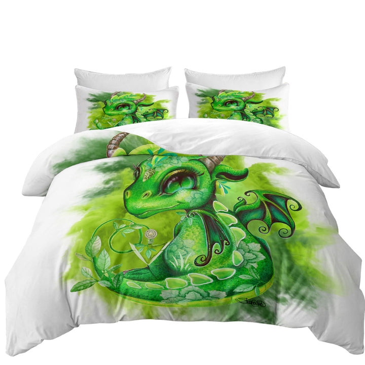 Twin xl Duvet Covers with Green Leaves Earth Lil Dragon