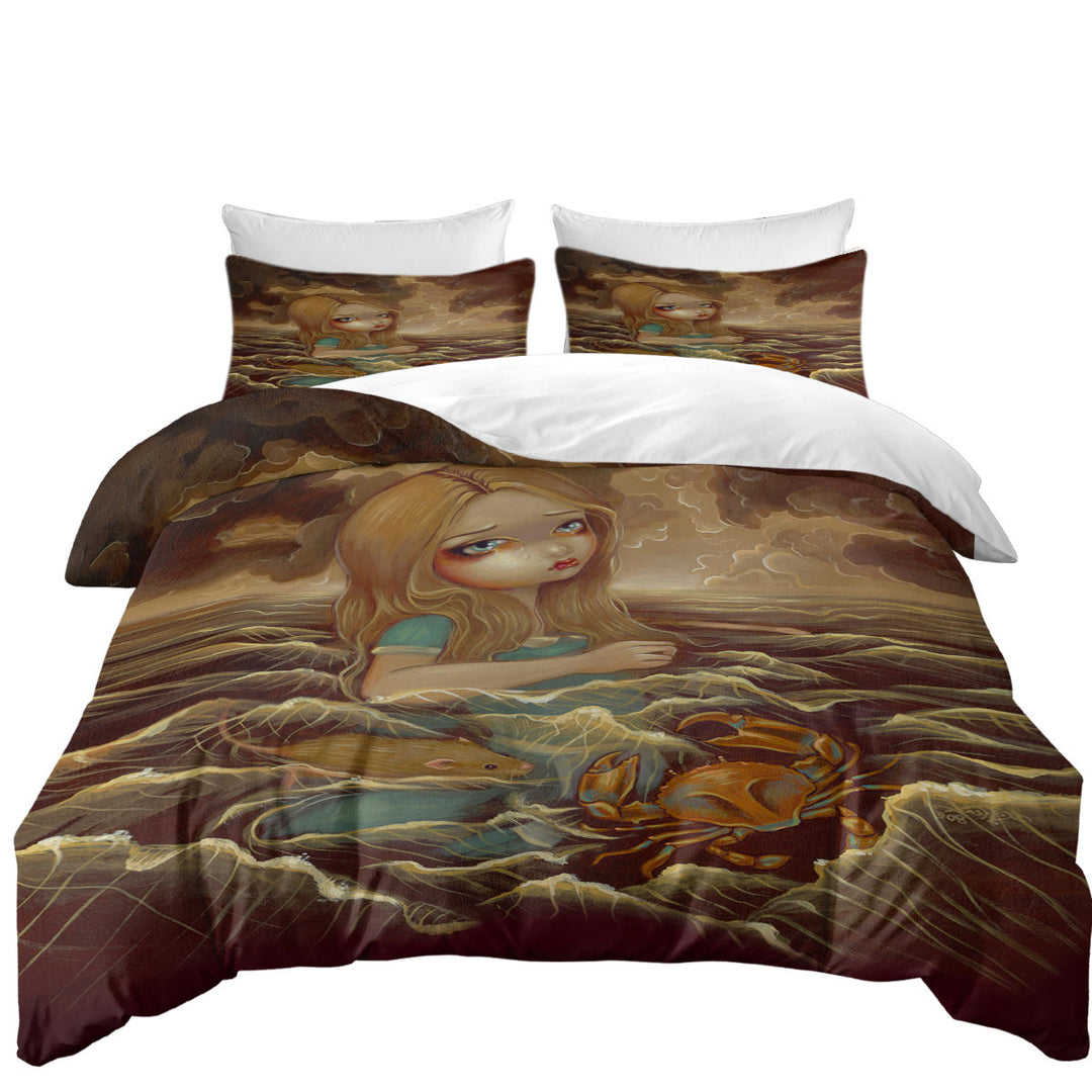 Twin xl Duvet Covers with Sad Art Alice in the Pool of Tears