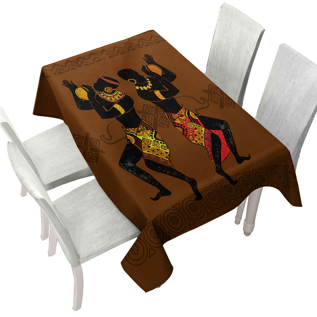 Two Dancing African Men Tablecloth