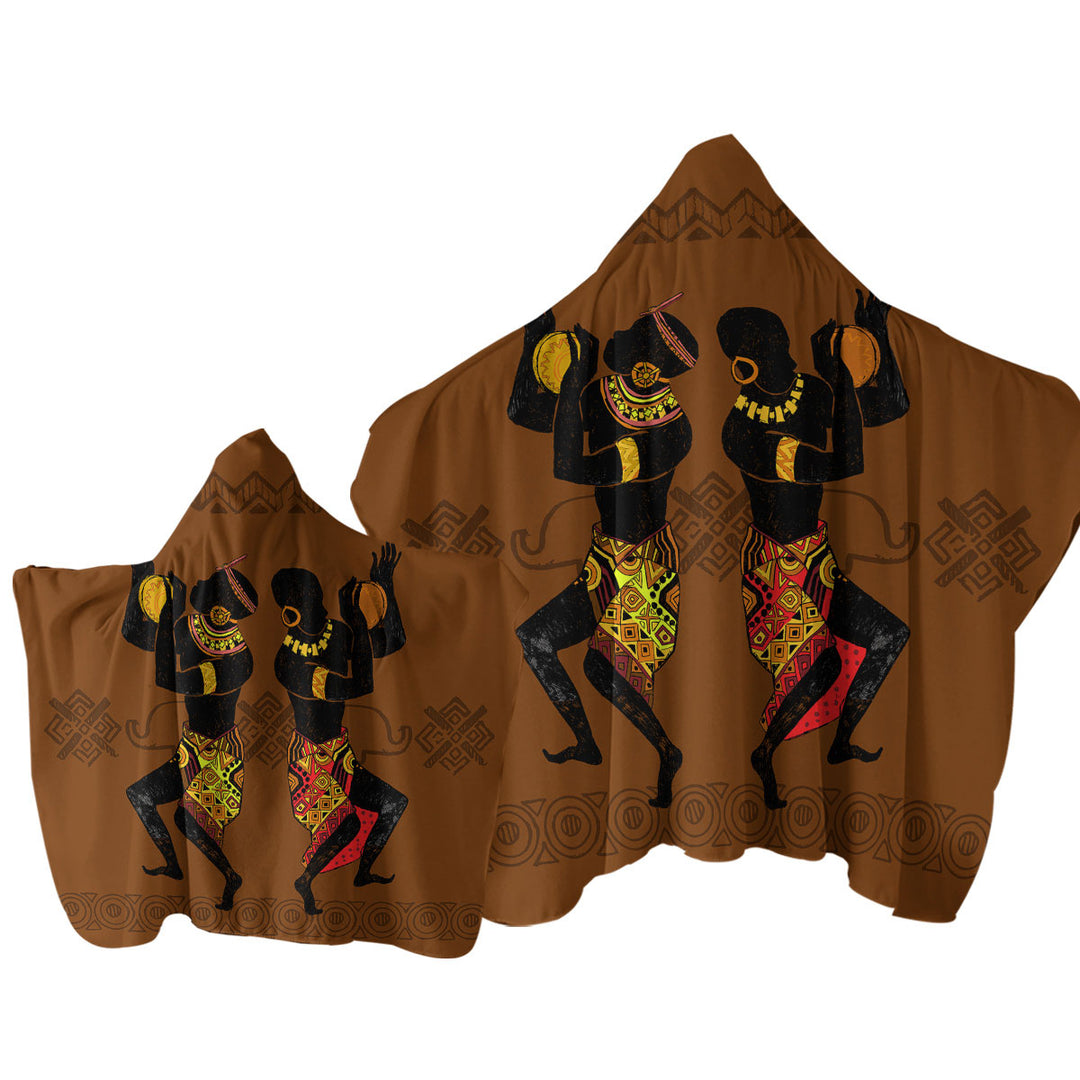 Two Dancing African Men Towel Hoodie