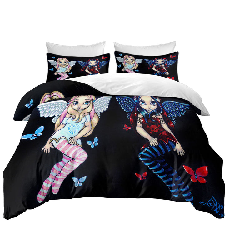 Two Fairies Sisters Hope and Despair Duvet Cover