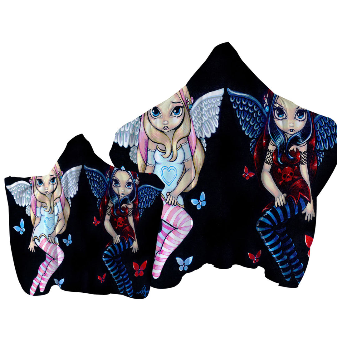 Two Fairies Sisters Hope and Despair Hooded Beach Towel