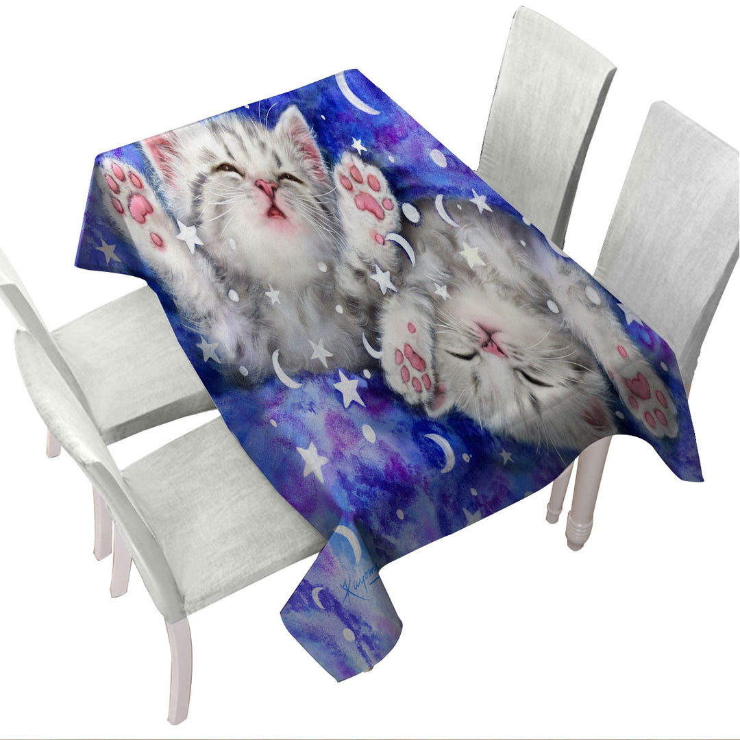 Two Grey Kitty Cats Sweet Slumber Night Table Cover