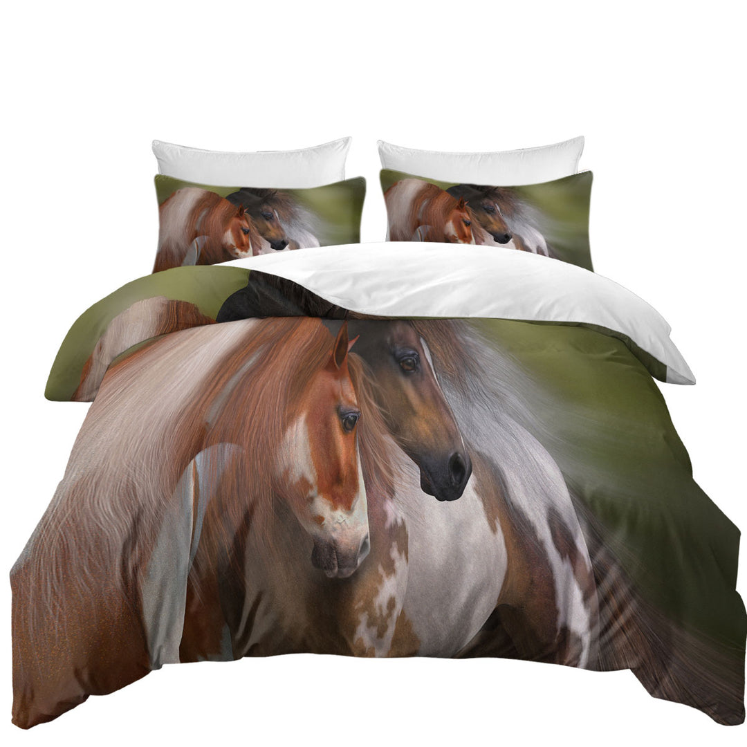 Two Hearts Horse Art Two Charming Horses Coverlet