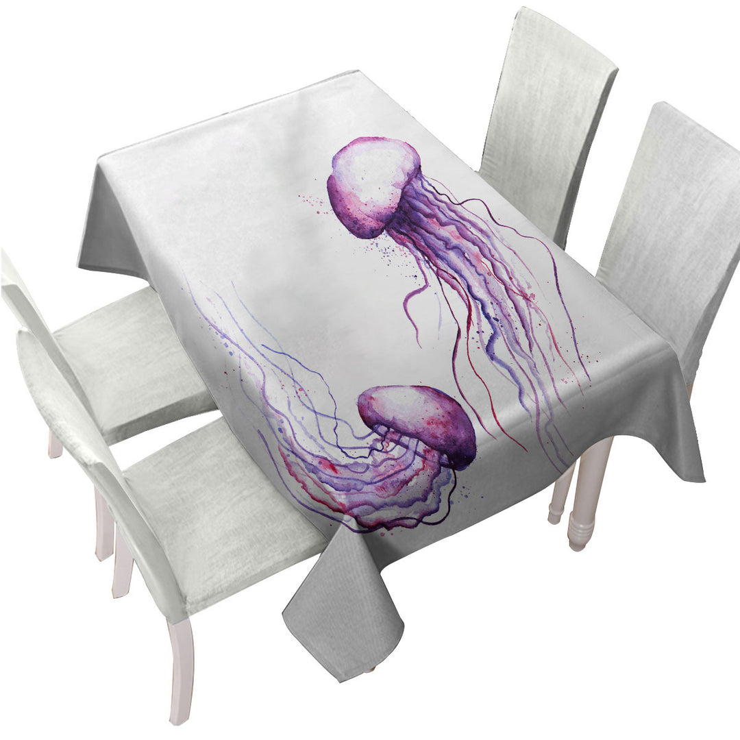 Two Purple Jellyfish Table Cover