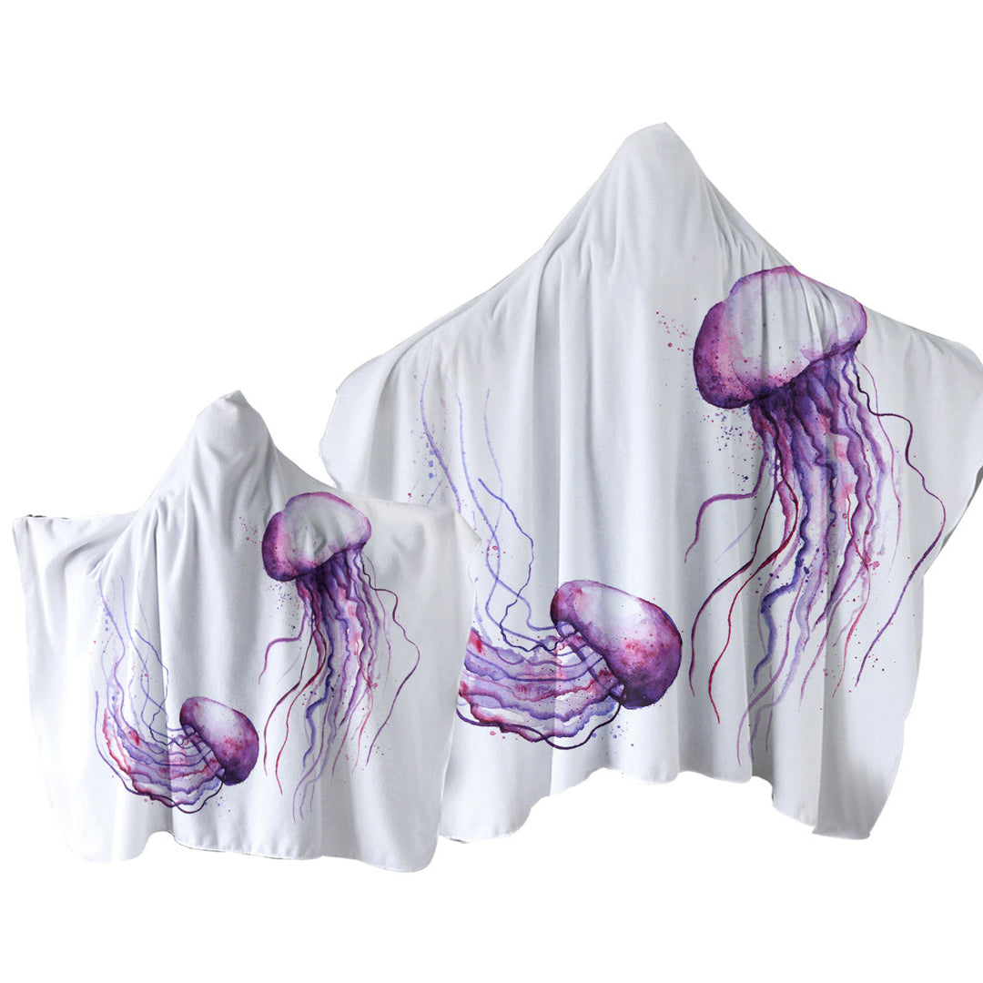 Two Purple Jellyfish Towel Hoodie