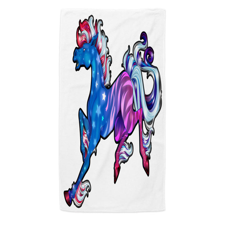 USA Flag Festive Horse Beach Towels