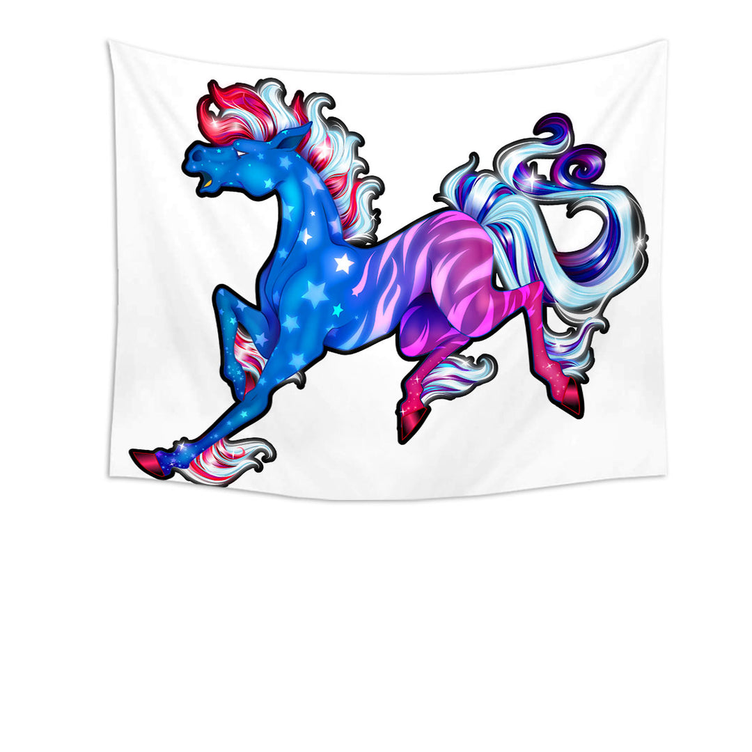 USA Flag Festive Horse Tapestry