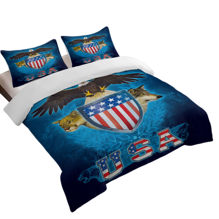 USA Trinity Eagle Leopard Wolf Duvet Covers