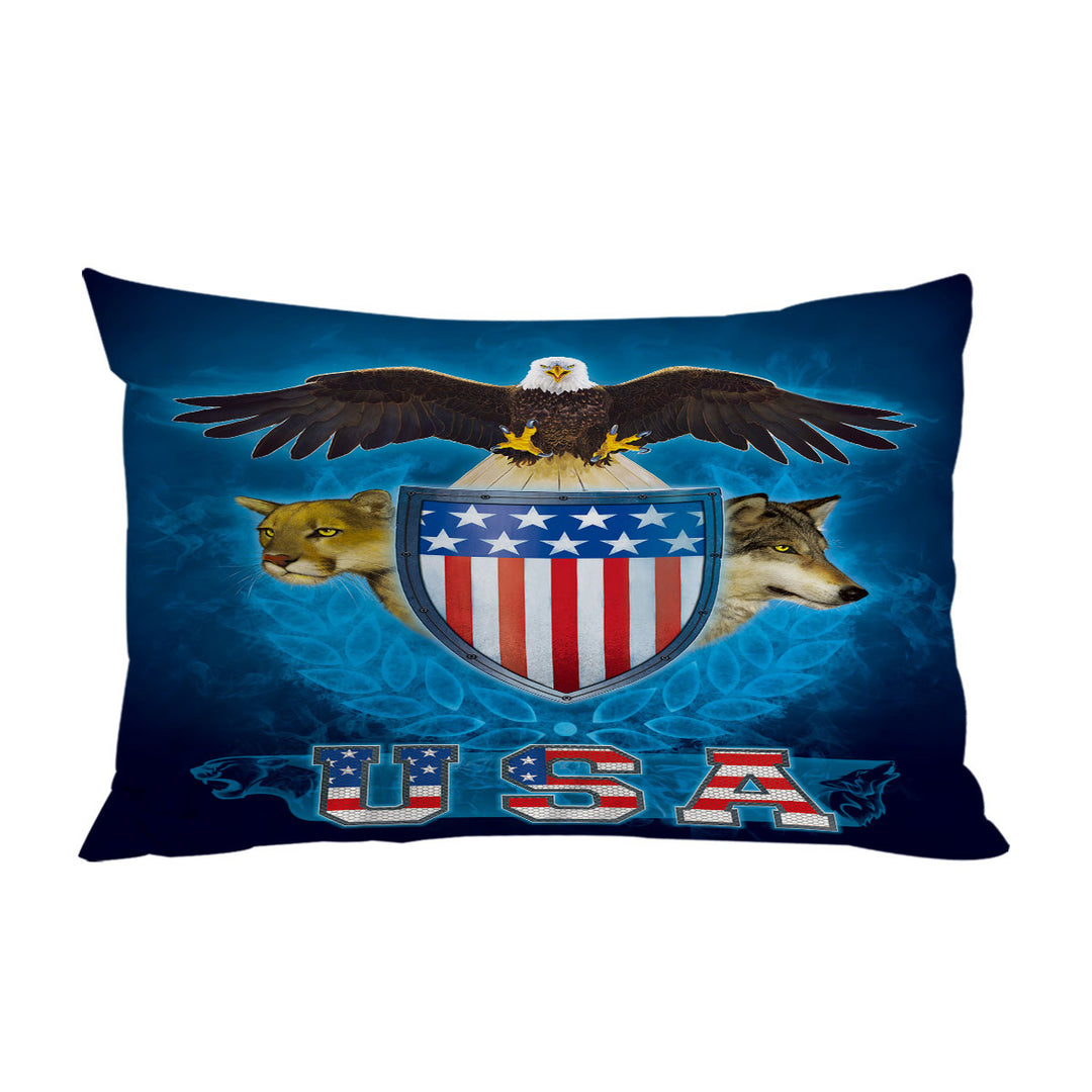 USA Trinity Eagle Leopard Wolf Pillow Cases