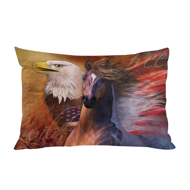 USA Wild and Free American Eagle and Horse Pillow Cases