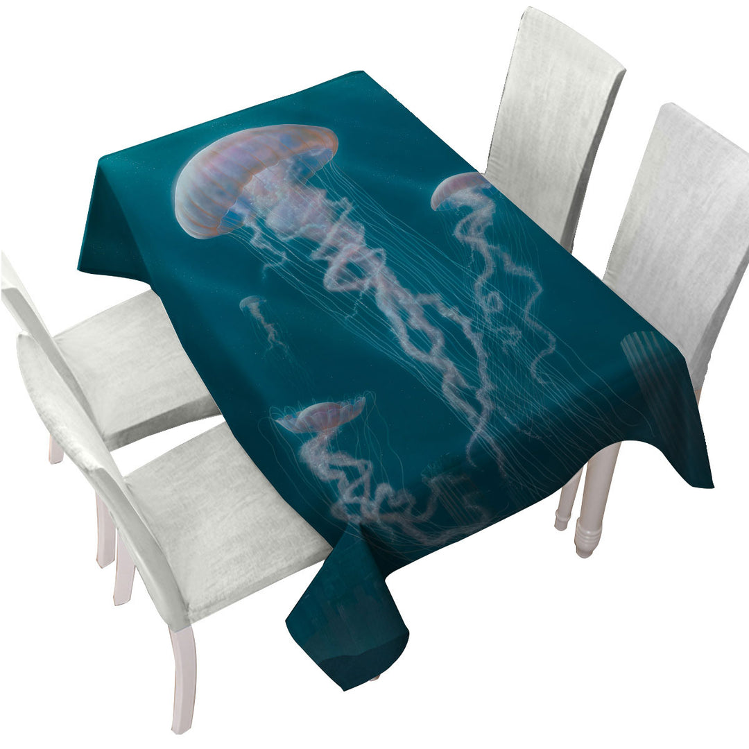 Underwater Art Giant Jellyfish Tablecloths