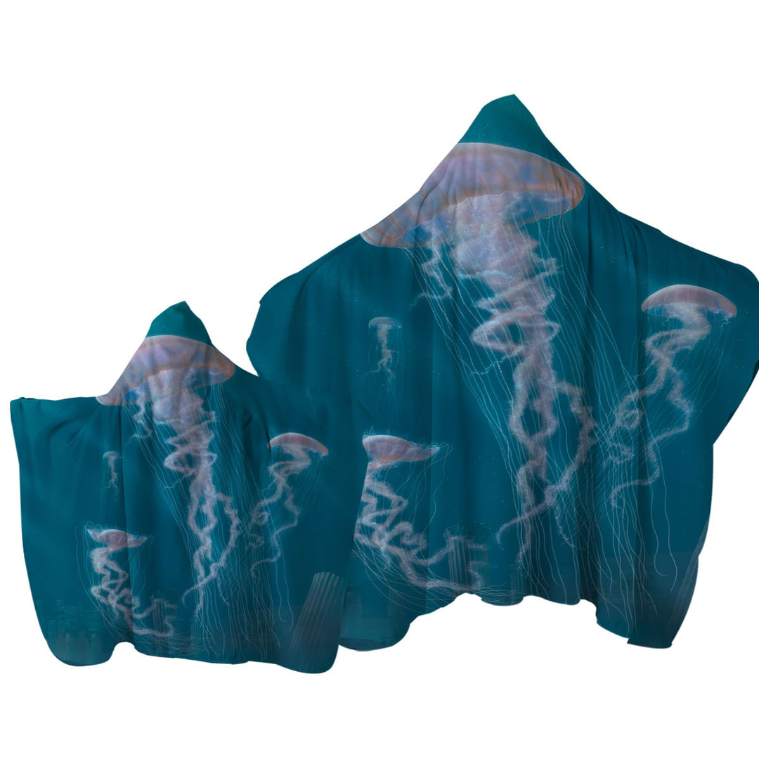 Underwater Art Giant Jellyfish Towel Hoodie