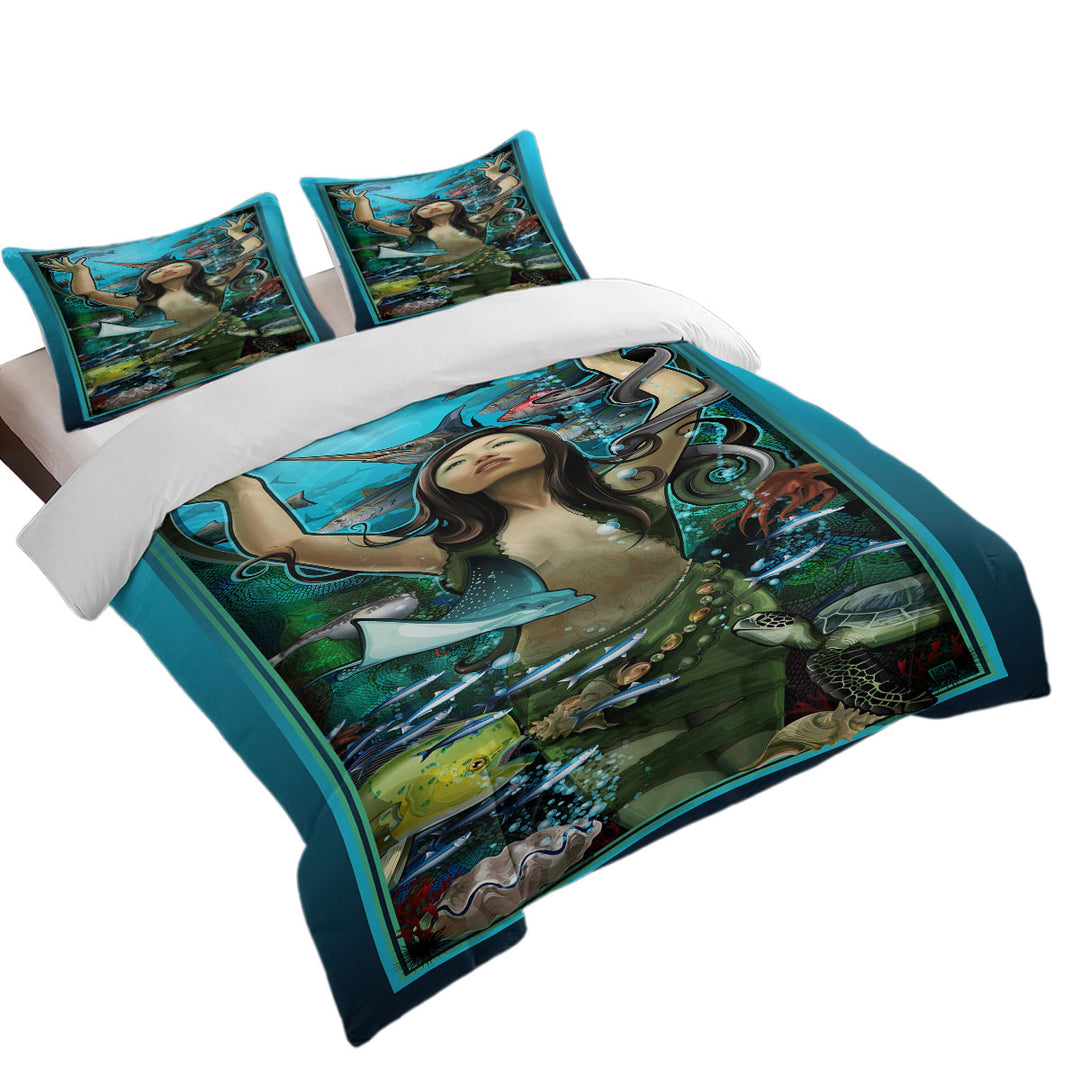 Underwater Beautiful Woman the Goddess of Marine Life Duvet Cover set