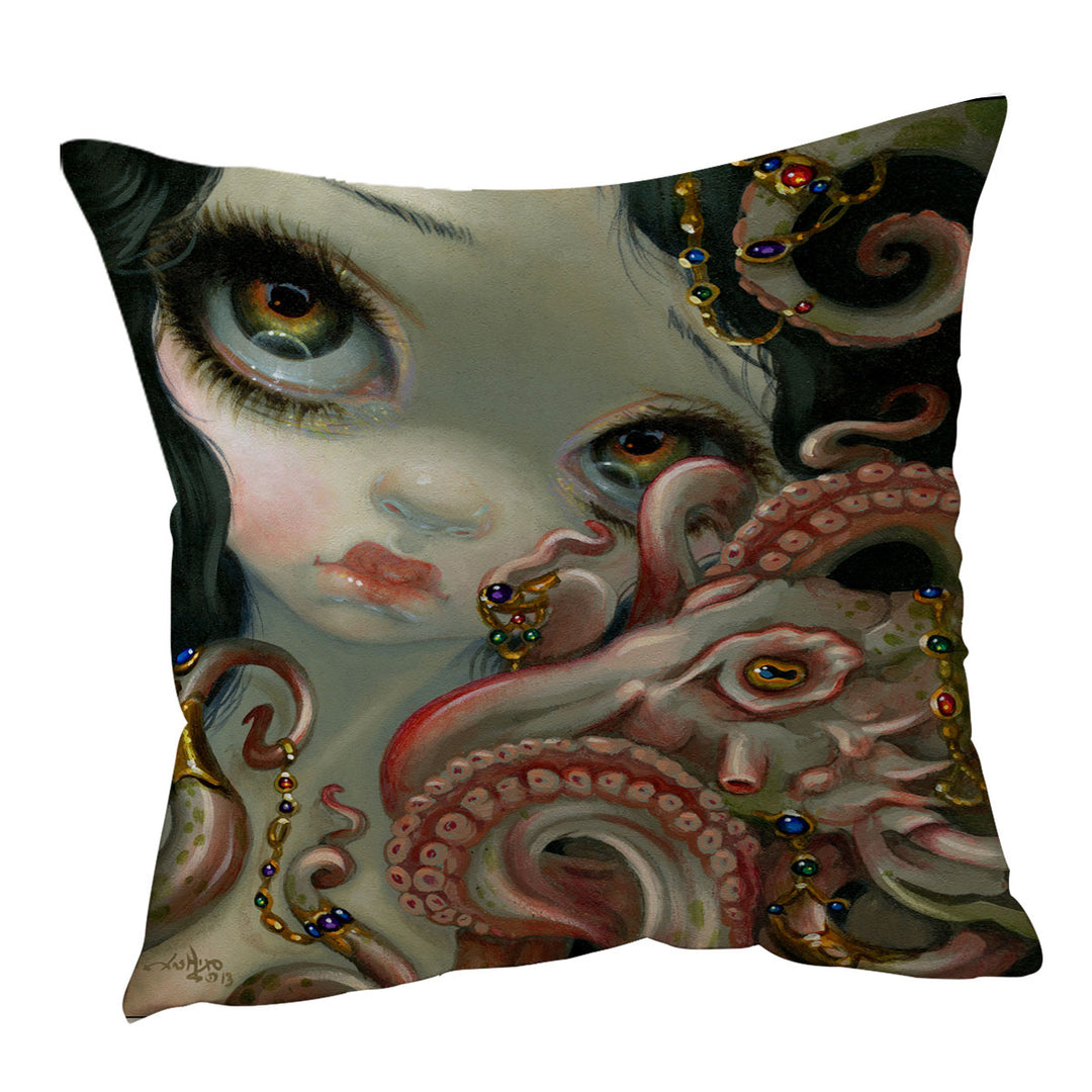 Underwater Cushion Covers Fantasy Jeweled Octopus and Mermaid