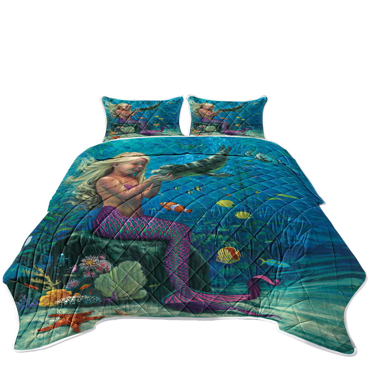 Underwater Friends Baby Seal and Girl Mermaid Quilts