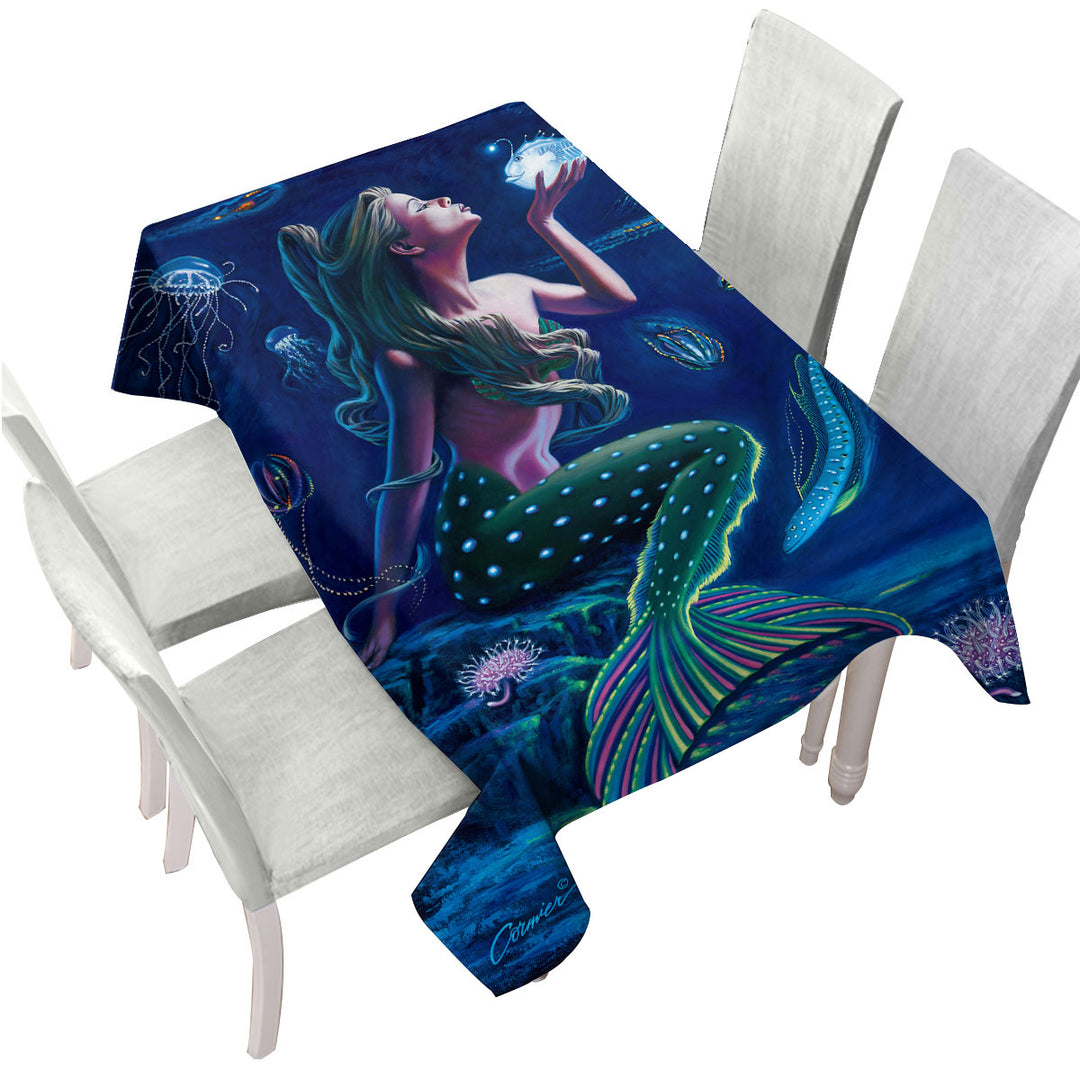 Underwater Mermaid with Fish and Jellyfish Tablecloths