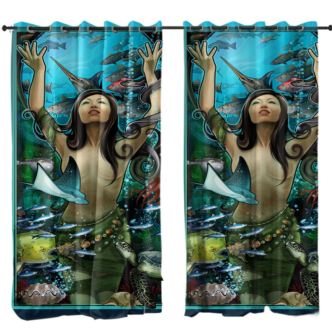 Underwater Sexy Woman the Goddess of Marine Life Curtains for Bedroom