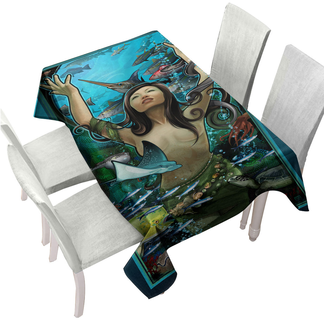 Underwater Sexy Woman the Goddess of Marine Life Tablecloth