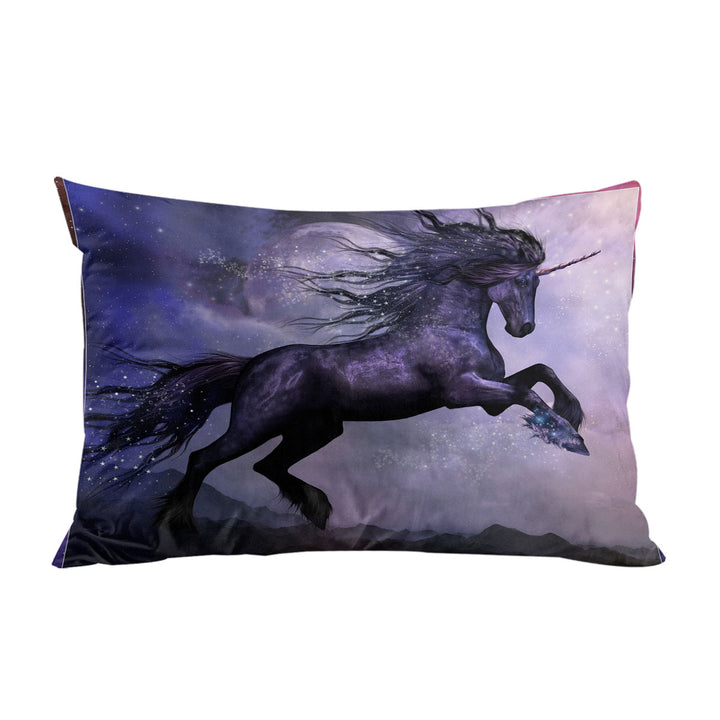 Unicorn Art the Magical Dance of the Black Unicorn Pillow Cases