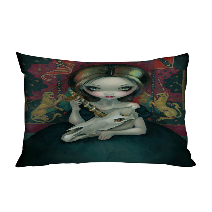 Unicorn_s Ghost Melancholy Goth Girl Holds a Skull Pillow Cases