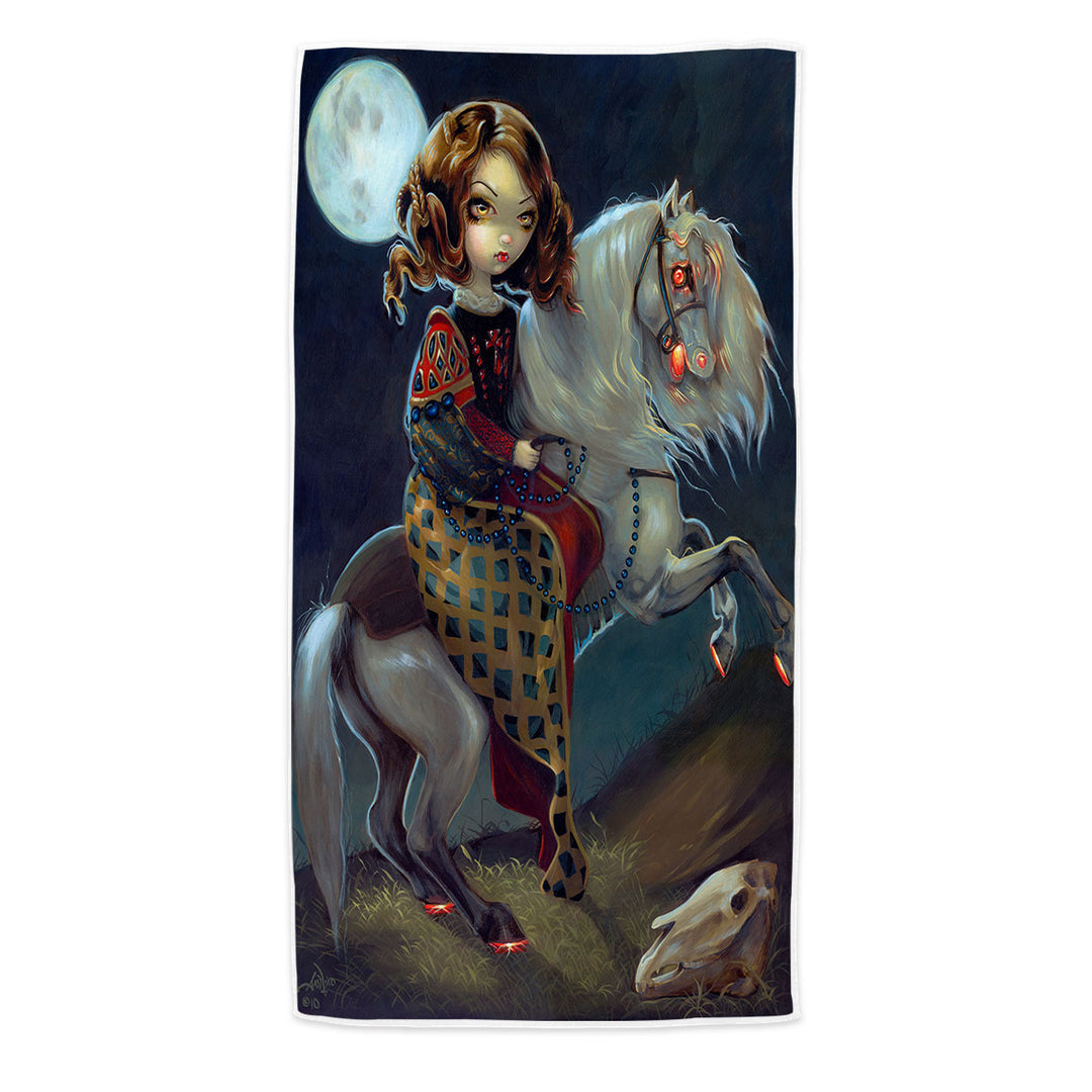 Unique Beach Towel Vampire Maiden on Horse I Vampiri Notte a Cavalla