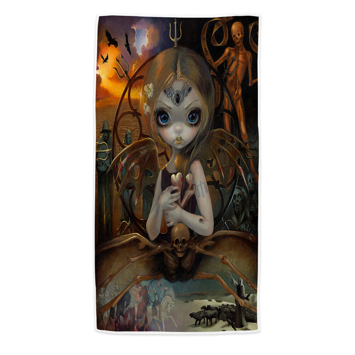 Unique Beach Towels Fine History Art Unseelie Court Famine Spider Fairy