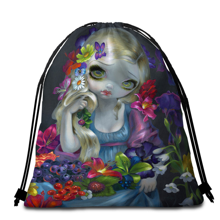 Unique Beach Towels and Bags Set Maiden Flora the Goddess of Flowers