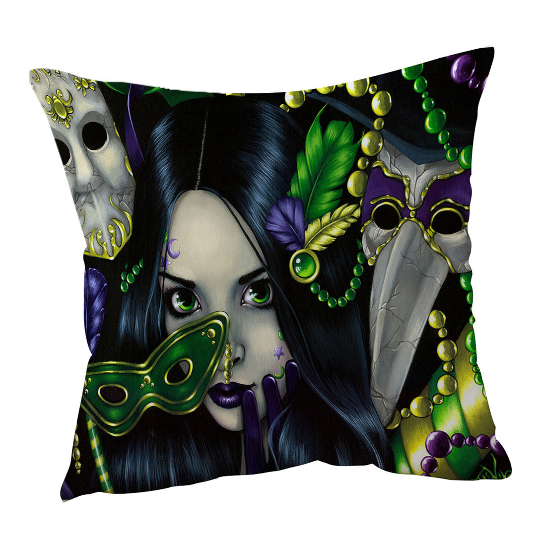 Unique Cushion Covers Mardi Gras Masquerade Purple Green and Gold Masks