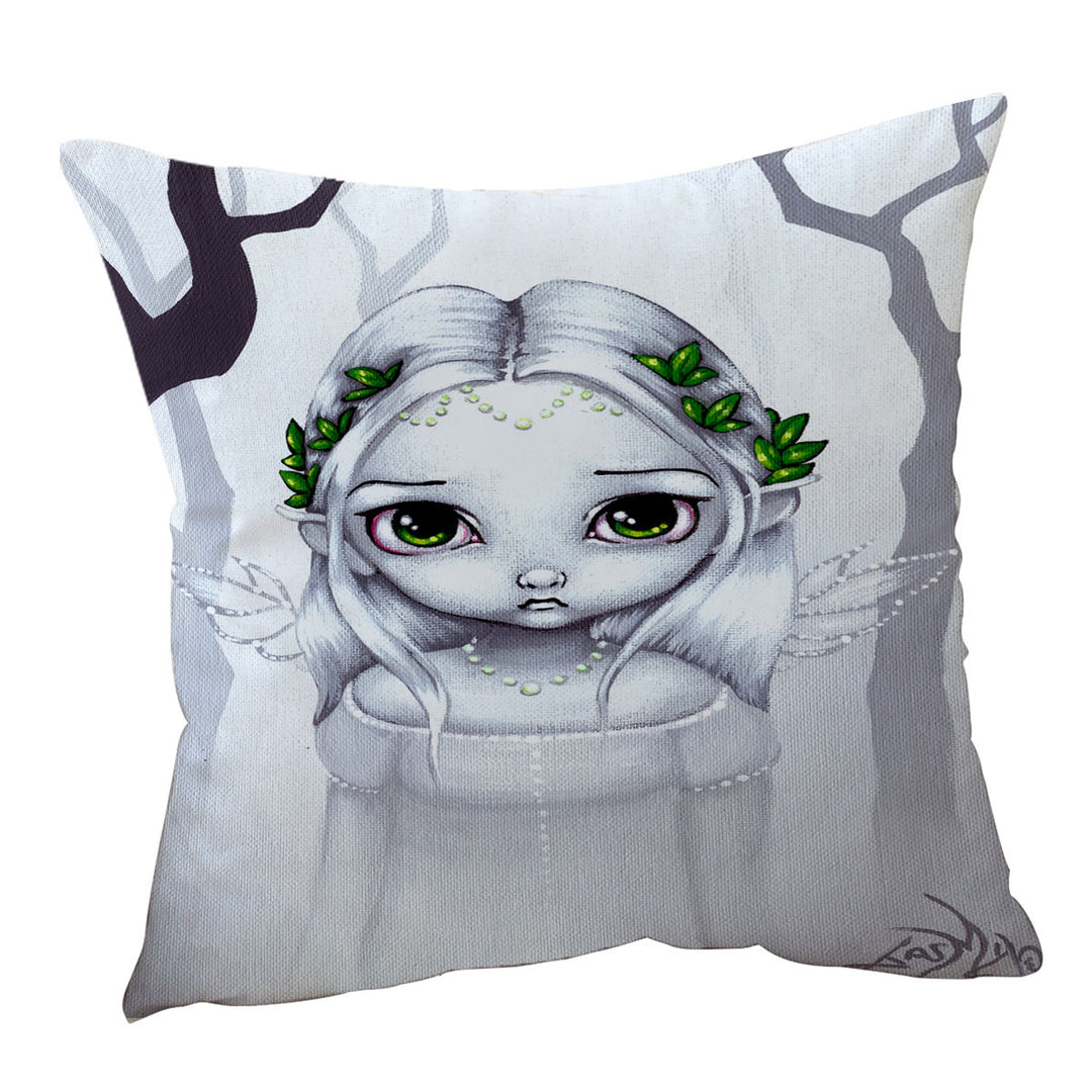 Unique Cushion Covers The Last Leaves Winter Sweet Angelic Fairy