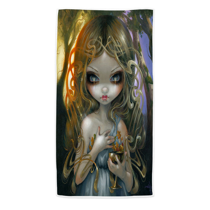 Unique Pool Towels Oaken Mead Magical Fairy Maiden with Witchy Chalice