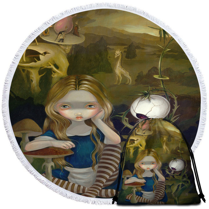 Unique Round Towel Alice in a Bosch Landscape