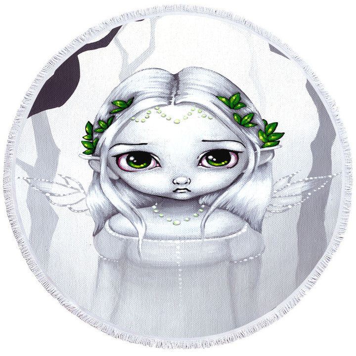 Unique Round Towel The Last Leaves Winter Sweet Angelic Fairy