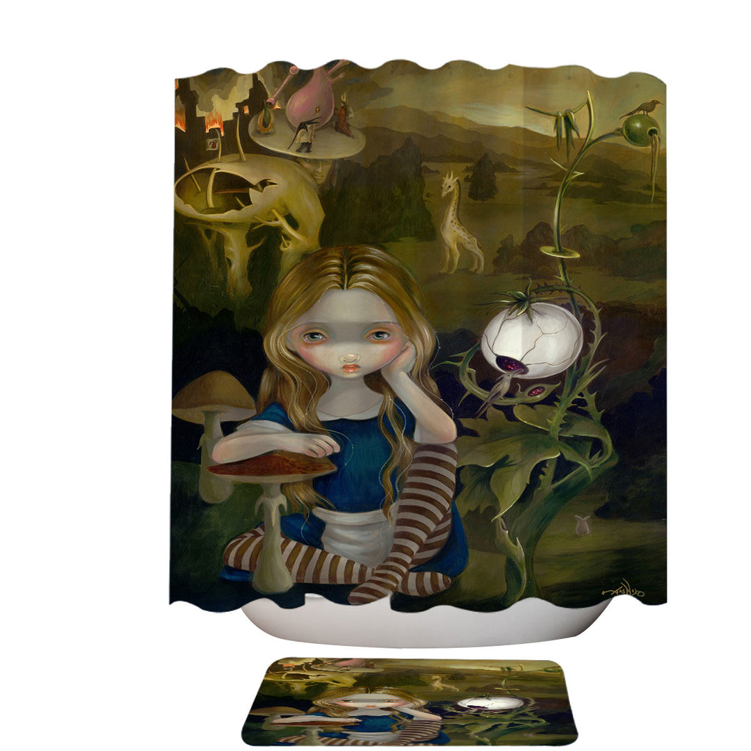 Unique Shower Curtains Alice in a Bosch Landscape