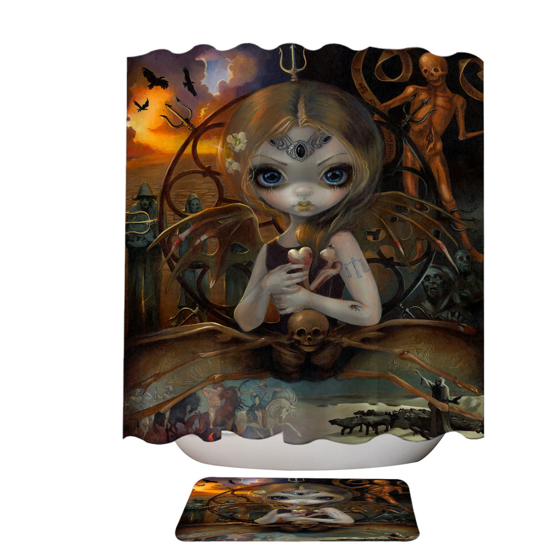 Unique Shower Curtains Fine History Art Unseelie Court Famine Spider Fairy