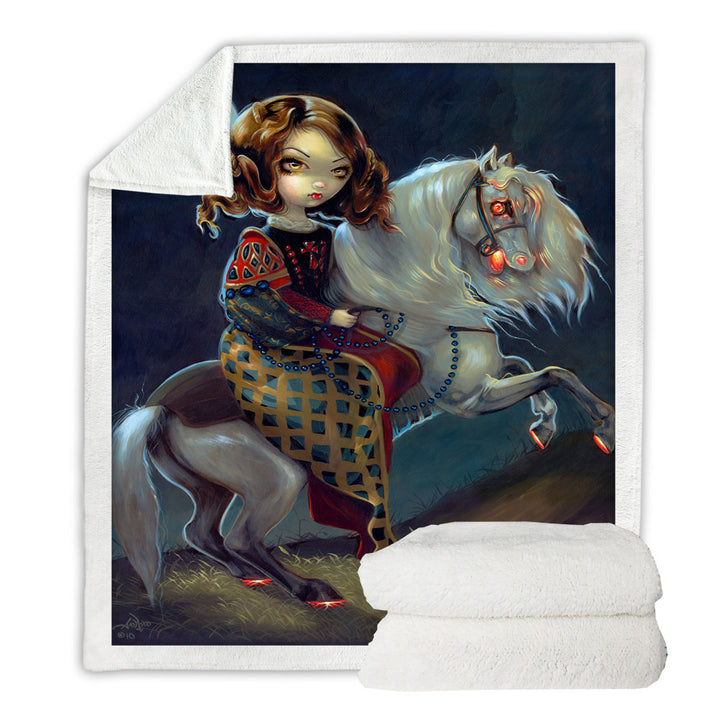 Unique Throw Blanket Vampire Maiden on Horse I Vampiri Notte a Cavalla