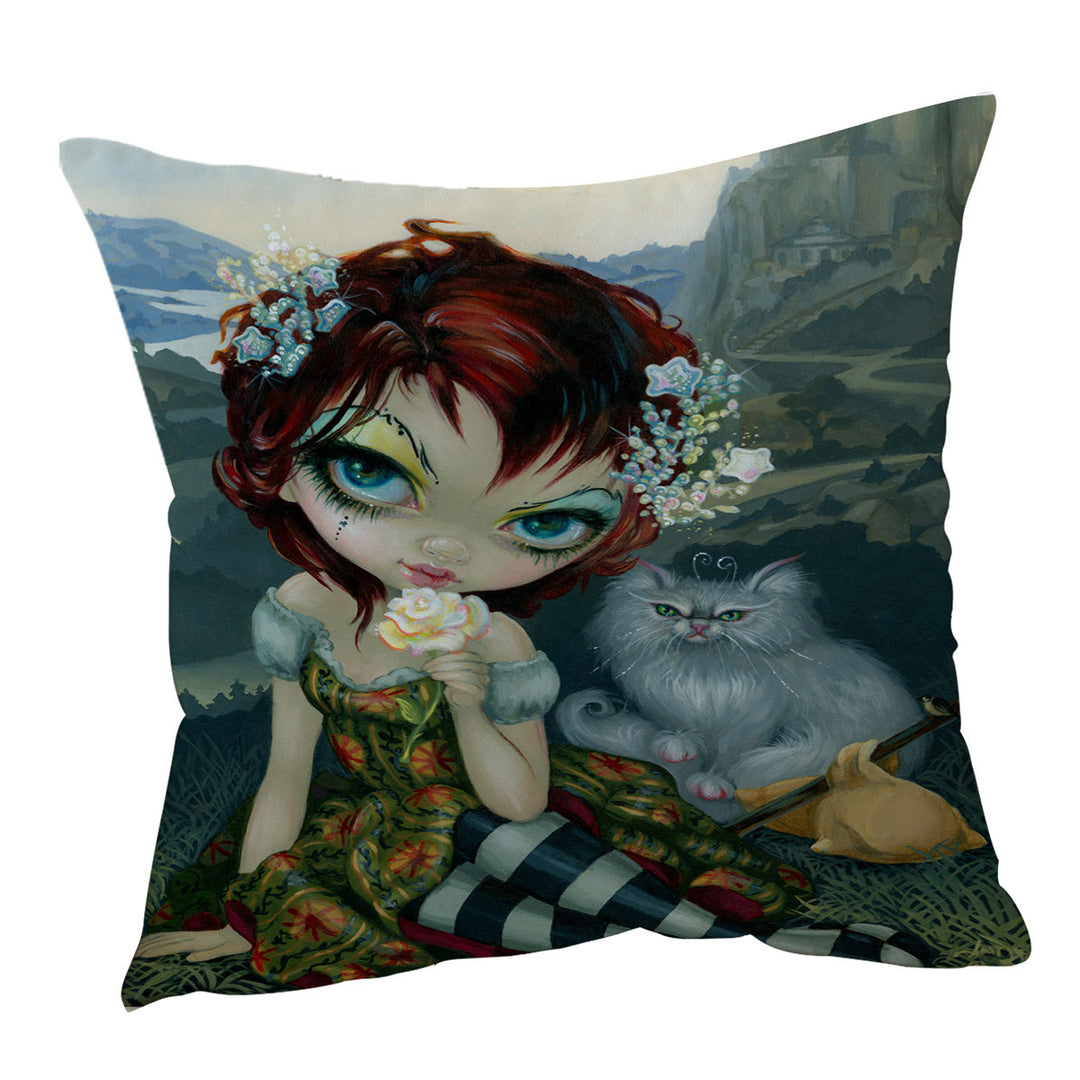 Unique Throw Cushions The Fool Card Beautiful Nomad and Her Cat