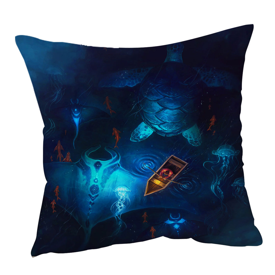 Unique Throw Pillows Manta Ray Jellyfish Turtle Fish Night Boat Fishing