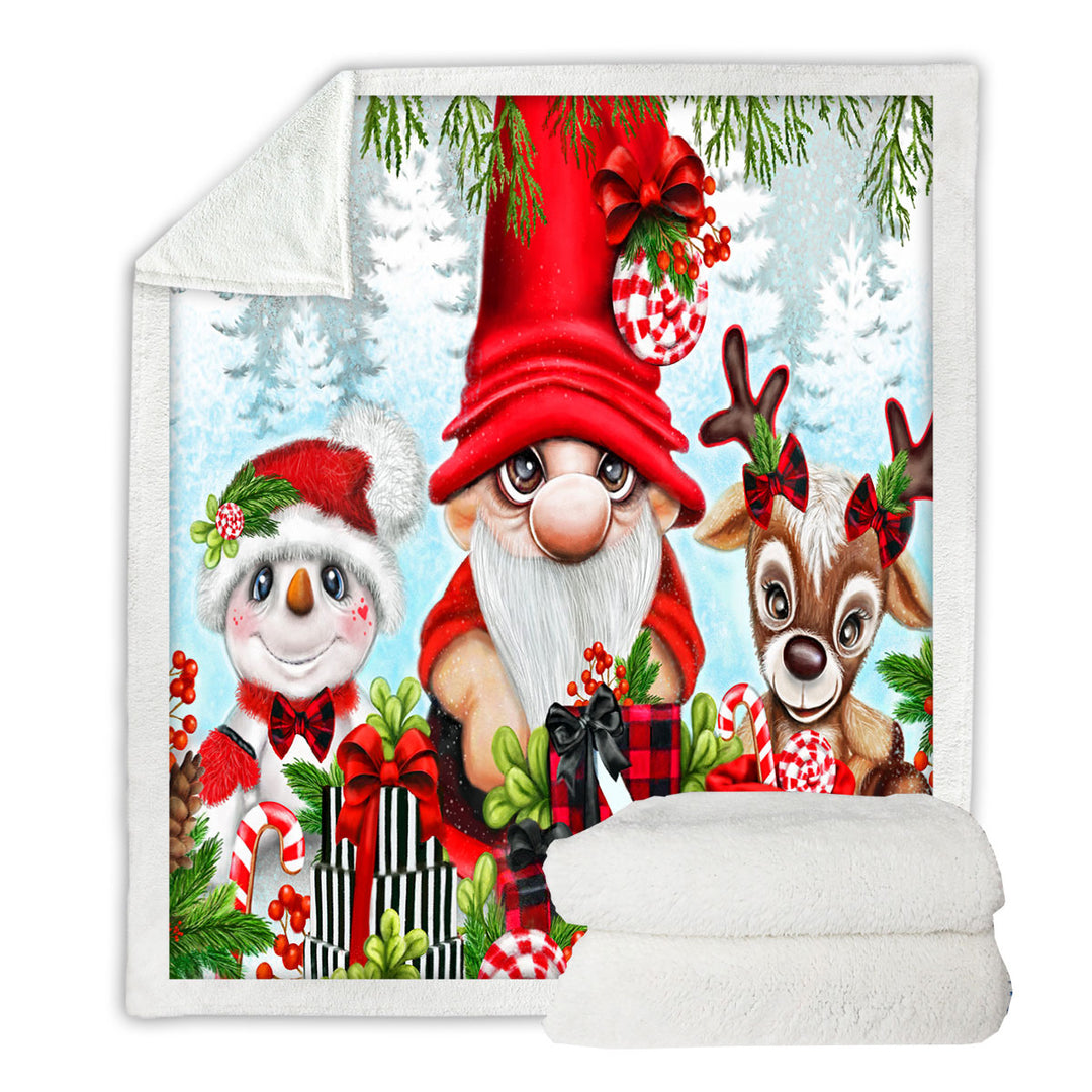 Unique Throws for Christmas Gnome Snowman and Reindeer