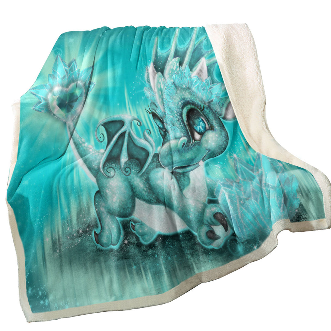 Unique Throws for Gift March Aquamarine Birthstone Lil Dragon