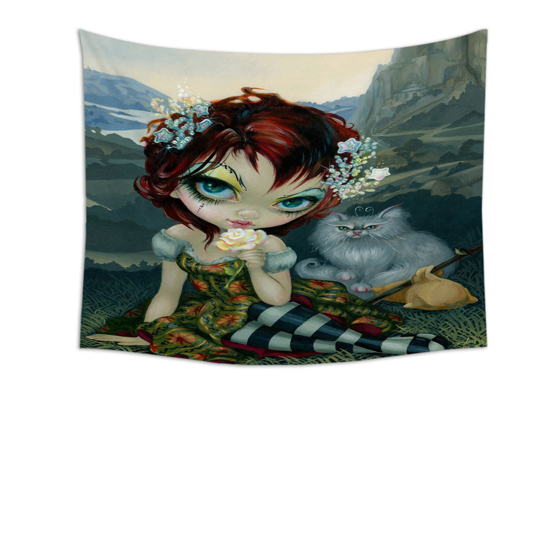 Unique Wall Decor Tapestries The Fool Card Beautiful Nomad and Her Cat