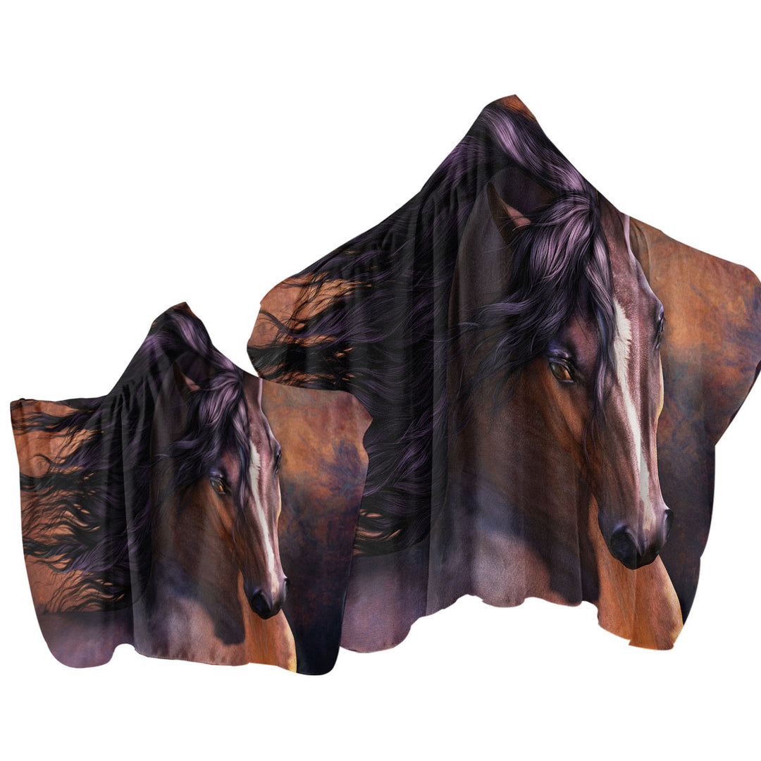 Untamed Wild Horse Hooded Beach Towel