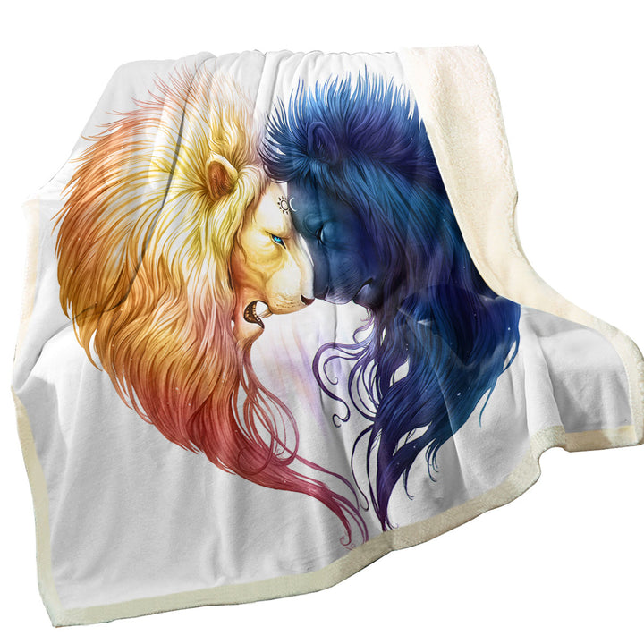 Unusual Decorative Blankets Day and Night Yin Yang Brotherhood Lions