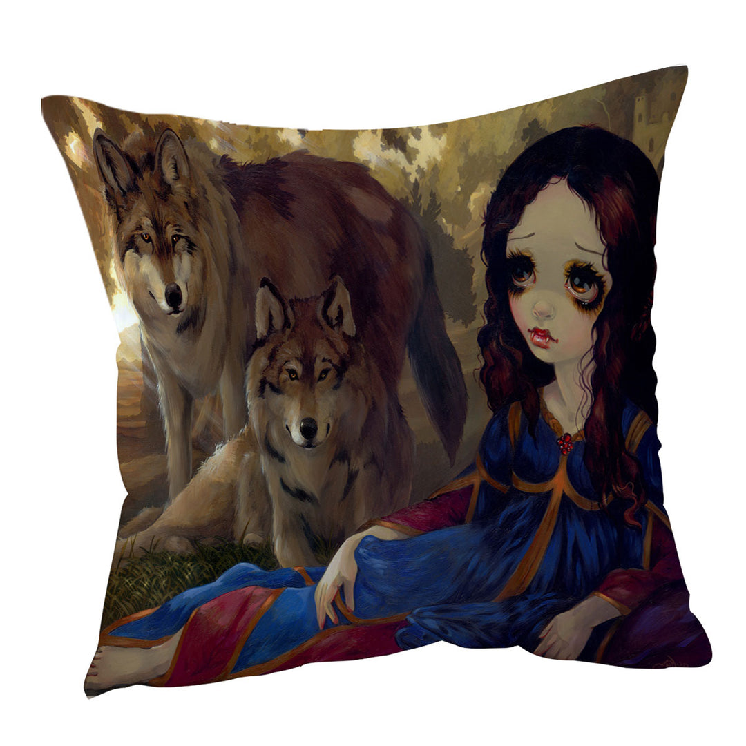 Vampire Cushion Covers with Girl and Wolves Dark Art I Vampiri I Lupi