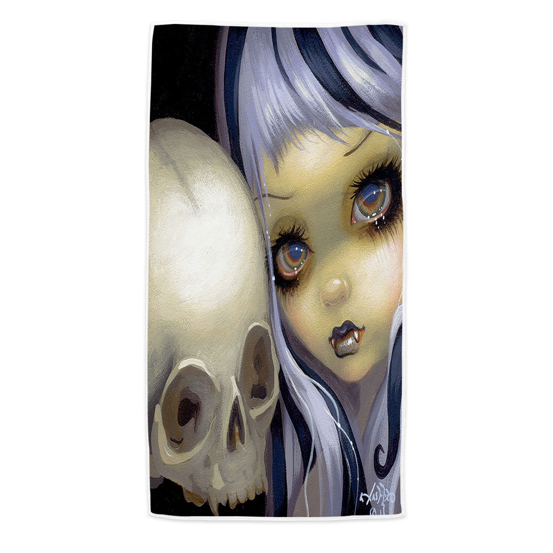 Vampire Girl Beach Towels Faces of Faery _153 Vampire Girl and Scary Skull