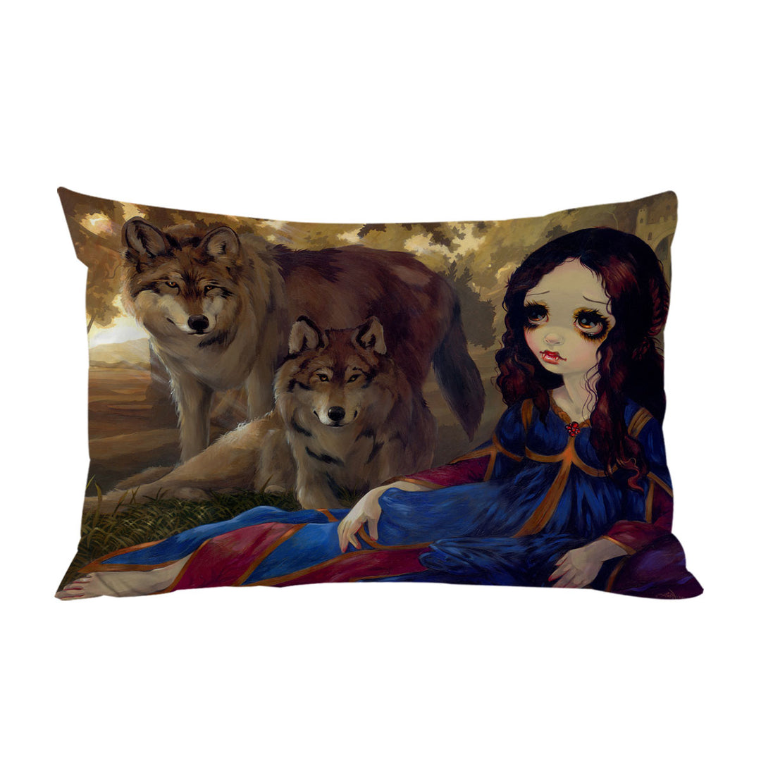 Vampire Girl and Wolves Dark Art I Vampiri I Lupi Pillow Cases