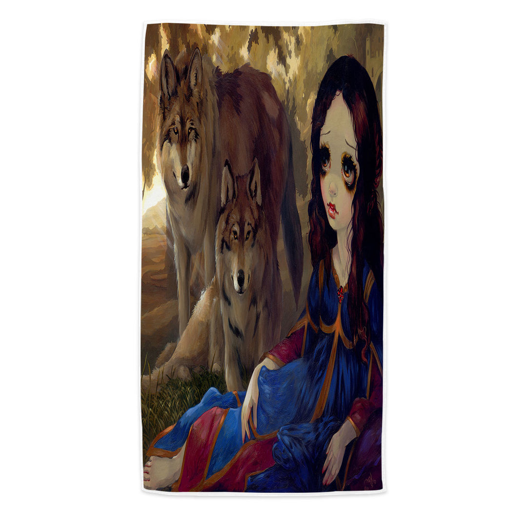 Vampire Pool Towels with Girl and Wolves Dark Art I Vampiri I Lupi