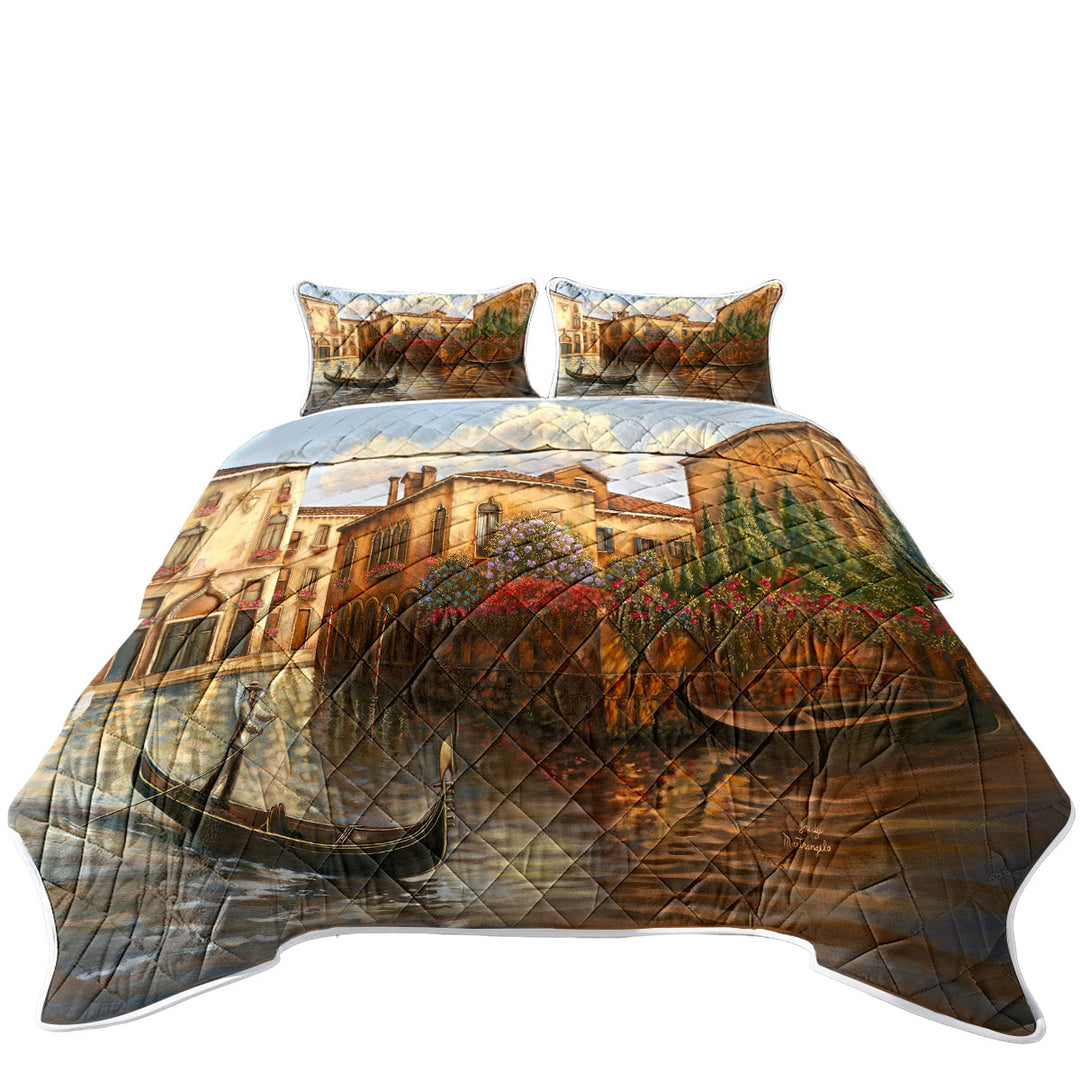 Venice City Art Painting the Gondola Coverlet