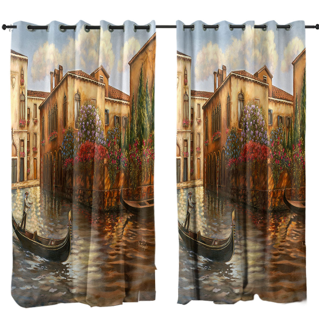 Venice City Art Painting the Gondola Drapes for Living Room