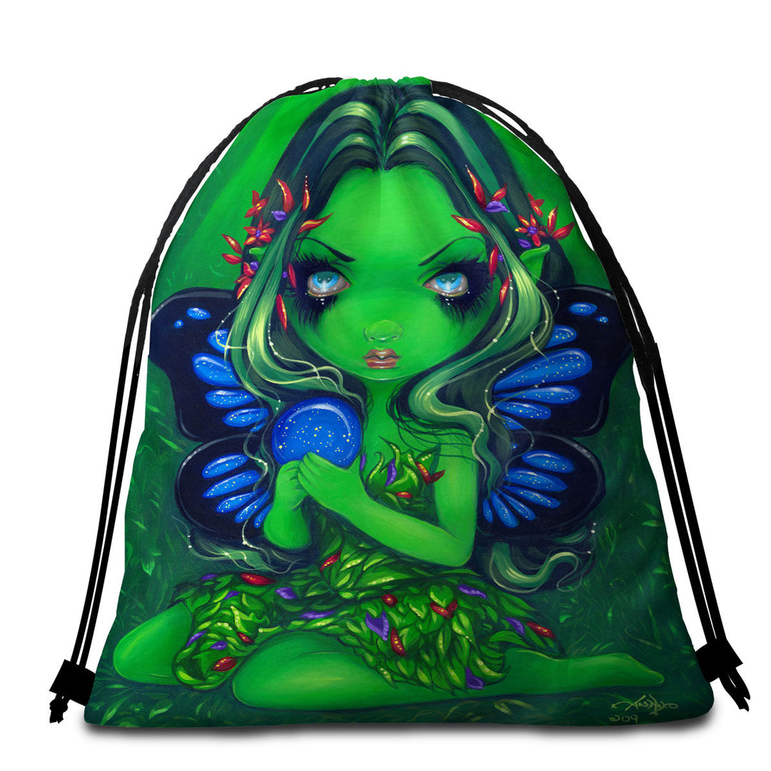 Verdant Green Forest Fairy Beach Bags and Towels